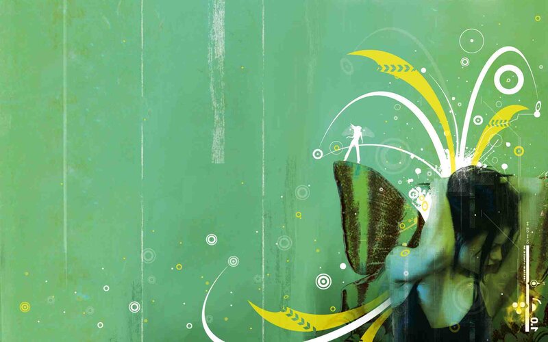 green abstract butterfly art