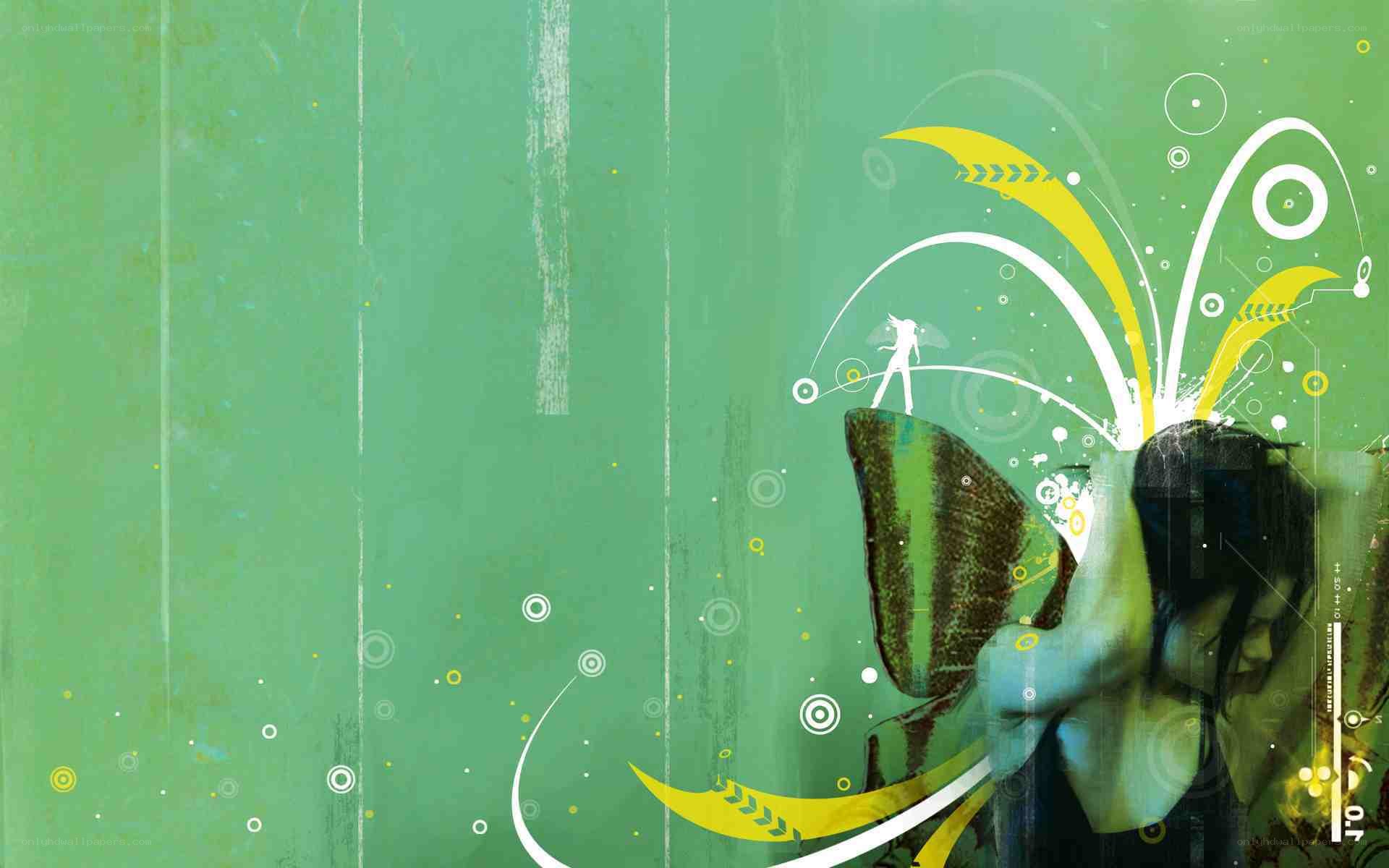 green abstract butterfly art