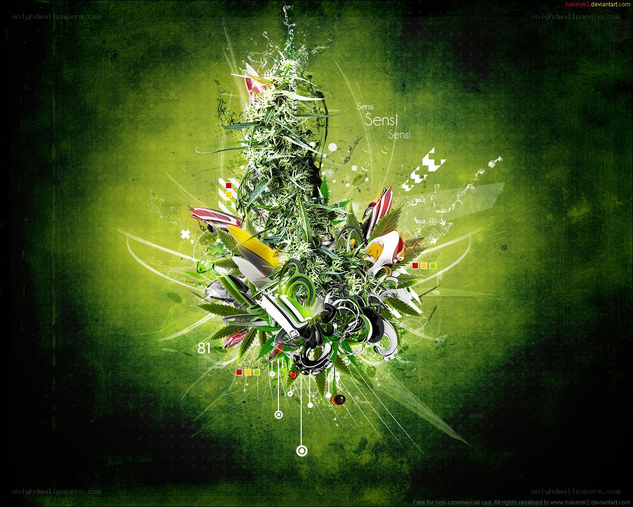 Green abstract cannabis art