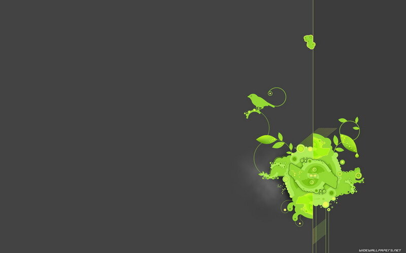 Green Abstract Design — Calm, Digital Art, Bird