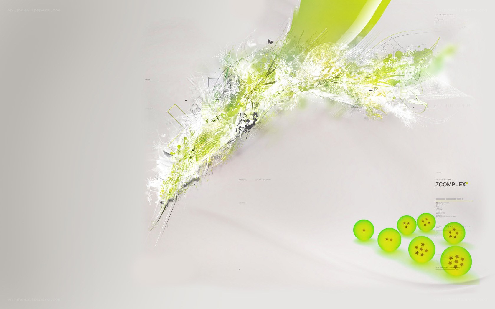 green abstract design with balls