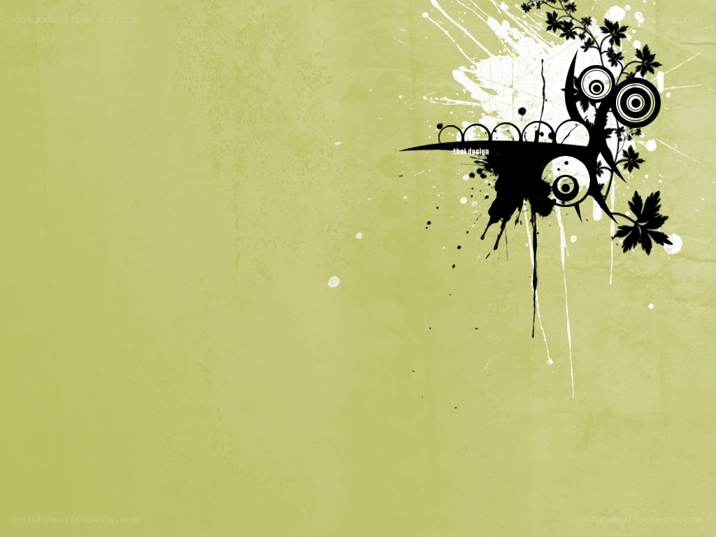 green abstract design with black splatter