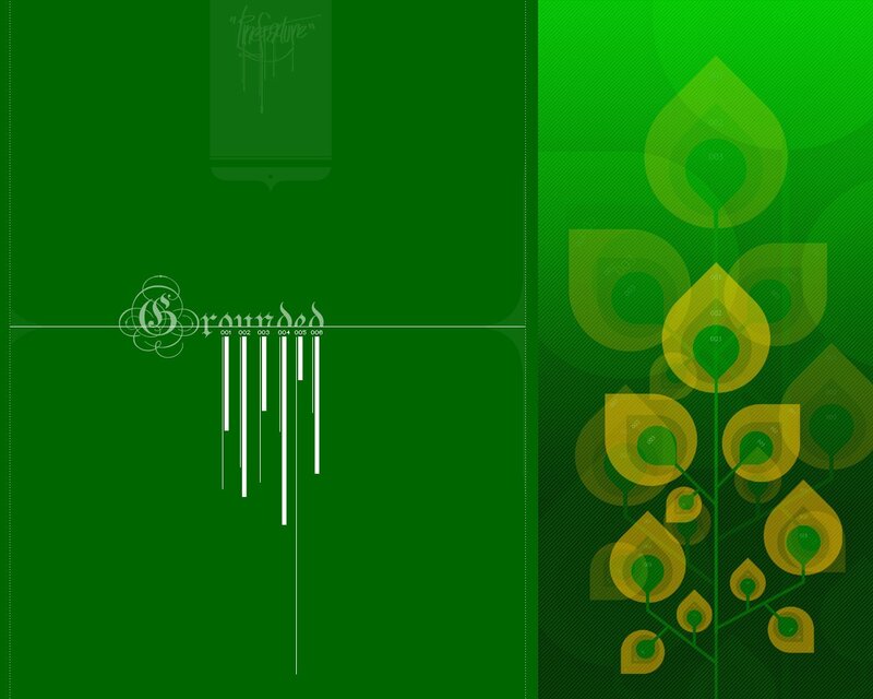 green abstract design with plant motif