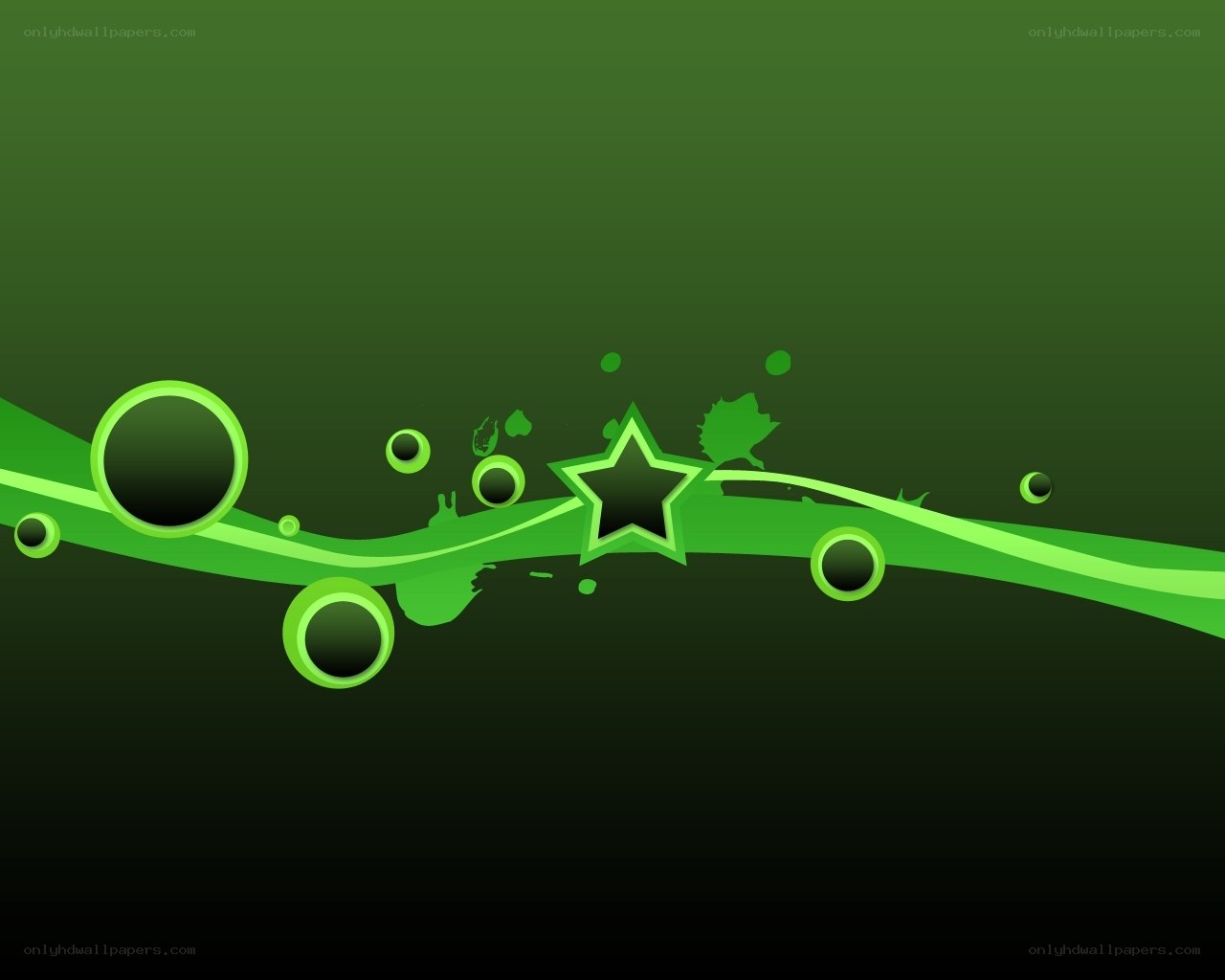 green abstract design with star