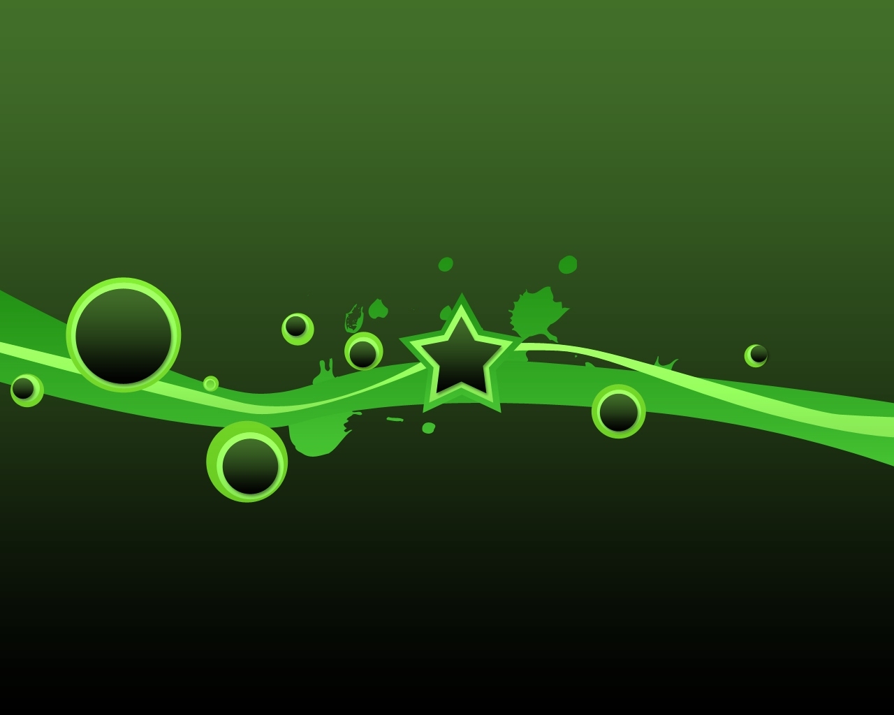 green abstract design with star