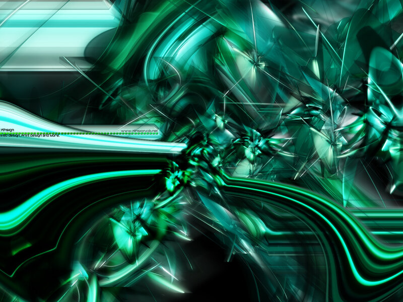 Green Abstract Digital Art — Dynamic, Digital Art, Light Streaks