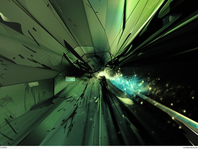 green abstract digital tunnel