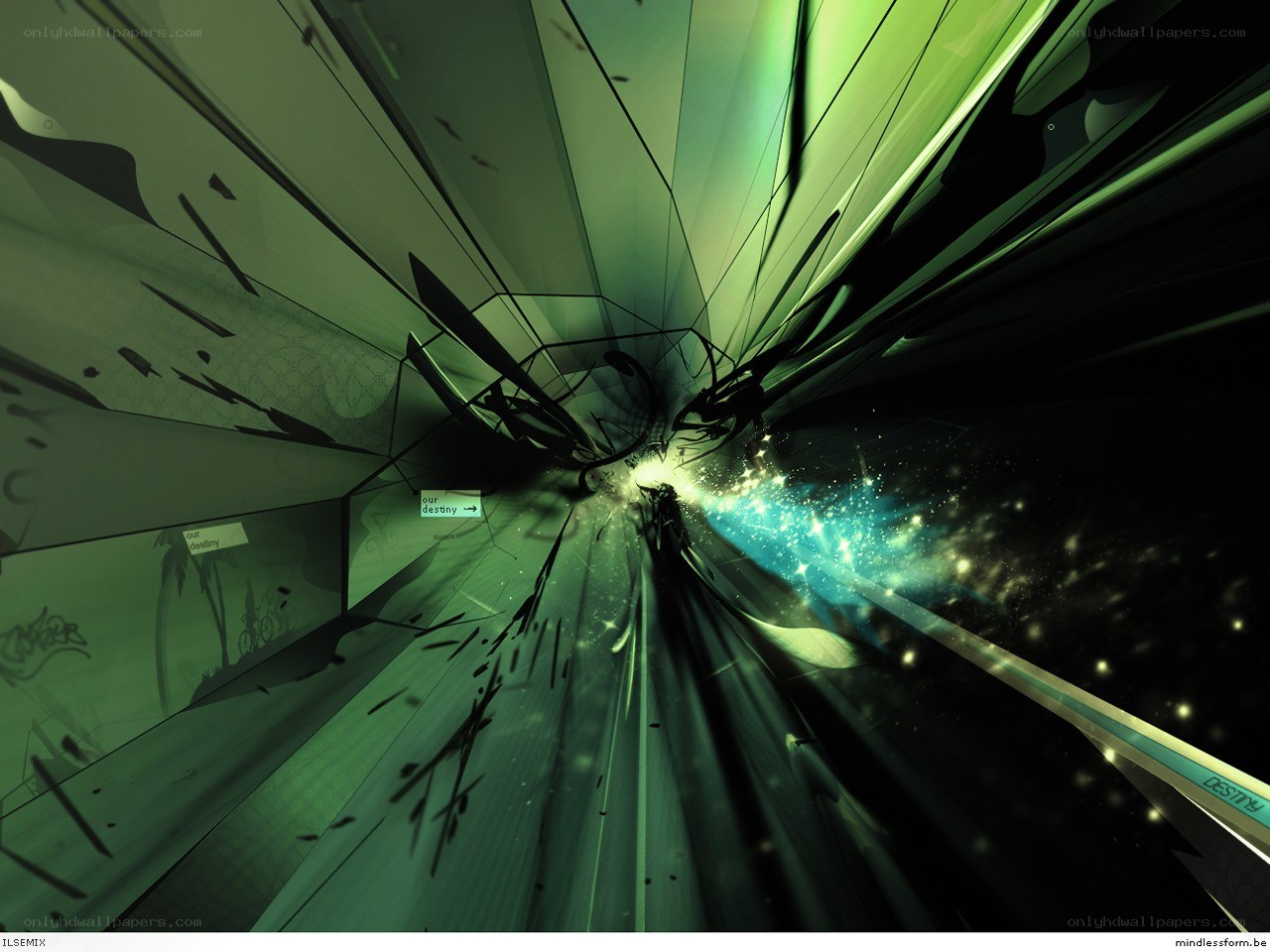 green abstract digital tunnel