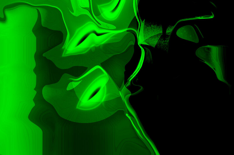 Green Abstract Face — Dramatic