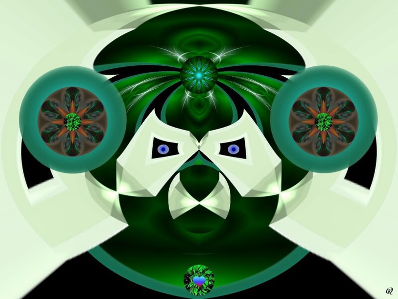 Green Abstract Face — Mystical