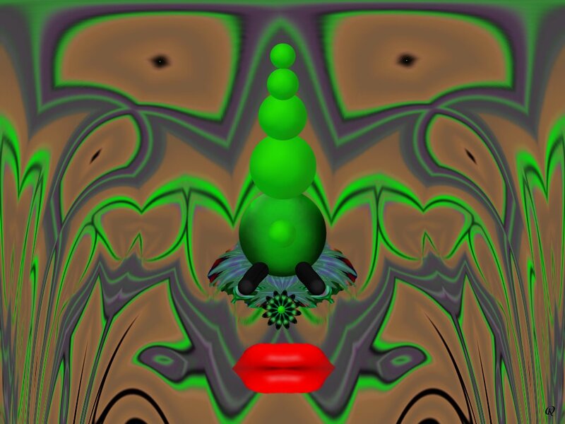 Green Abstract Face