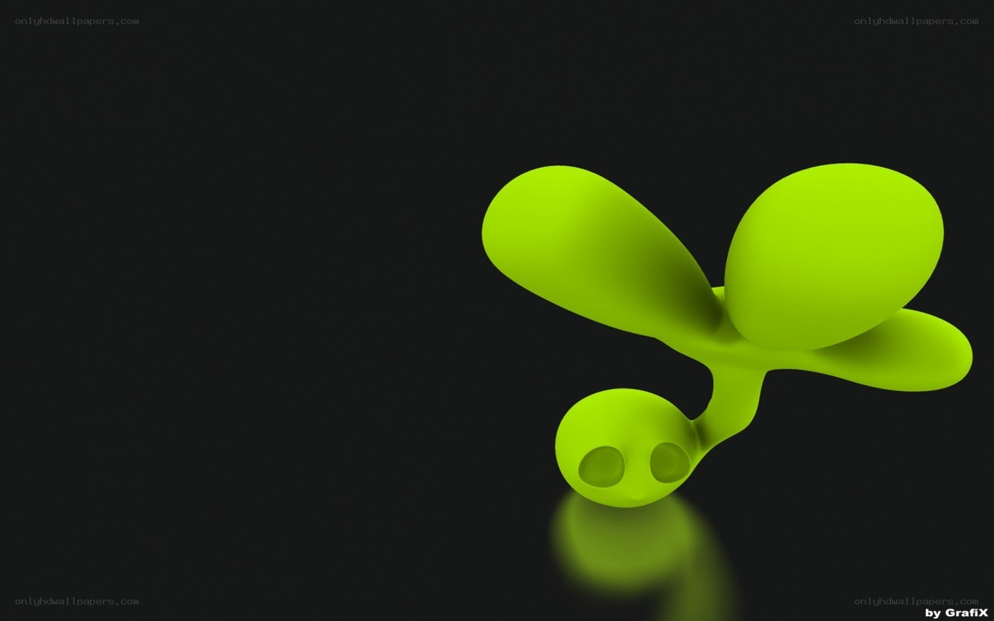 green abstract figure on black