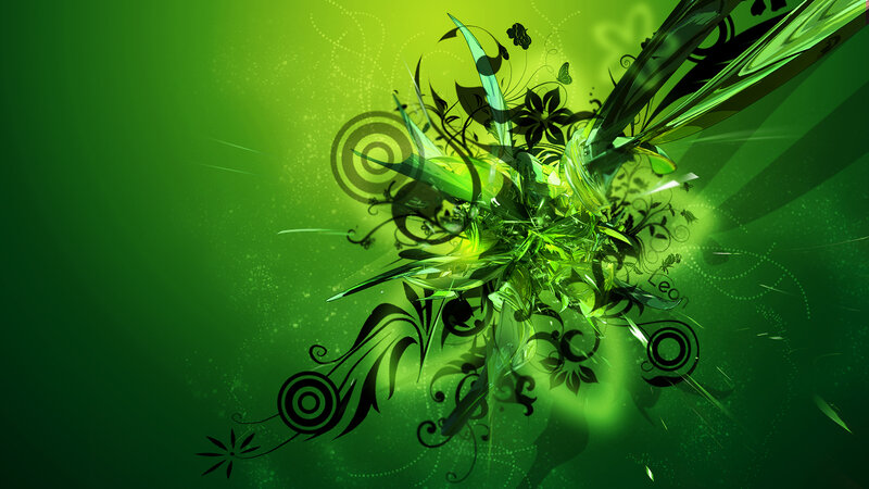 Green abstract floral design