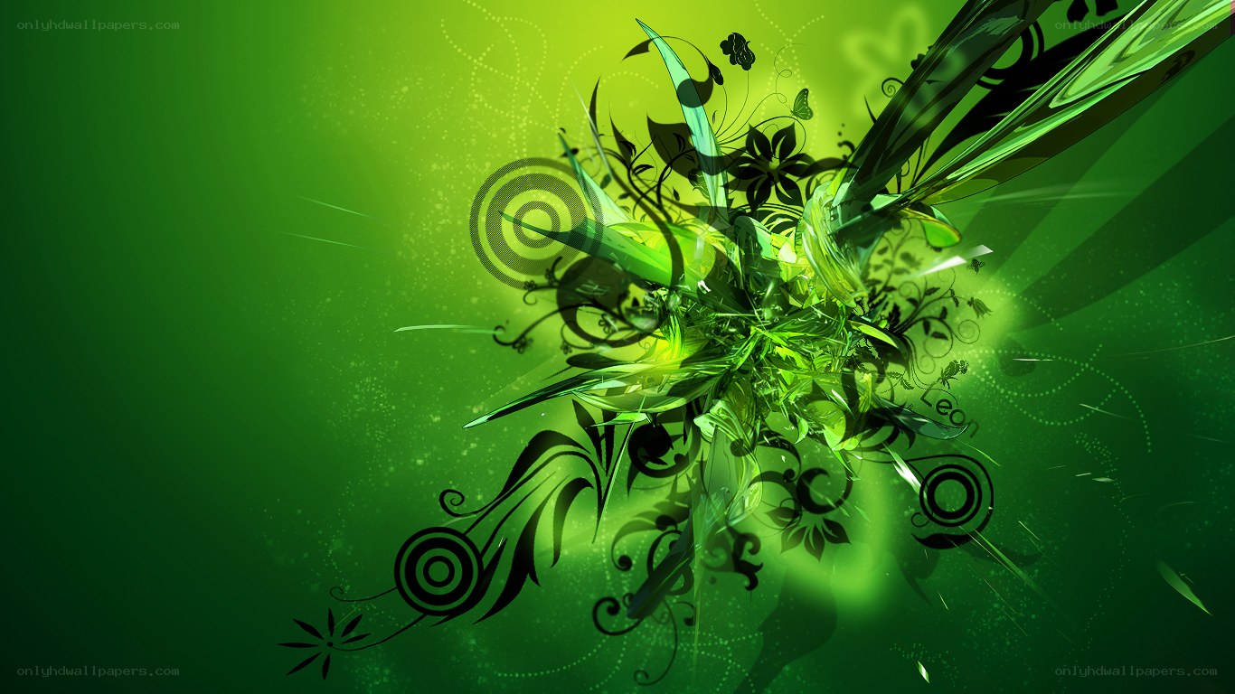 Green abstract floral design