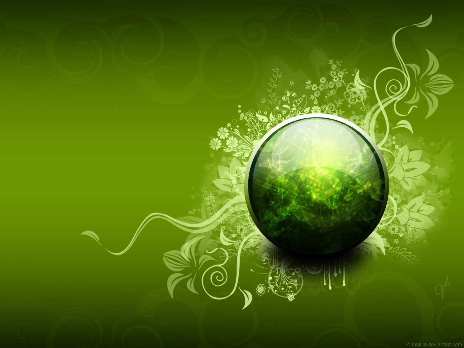 green abstract floral design