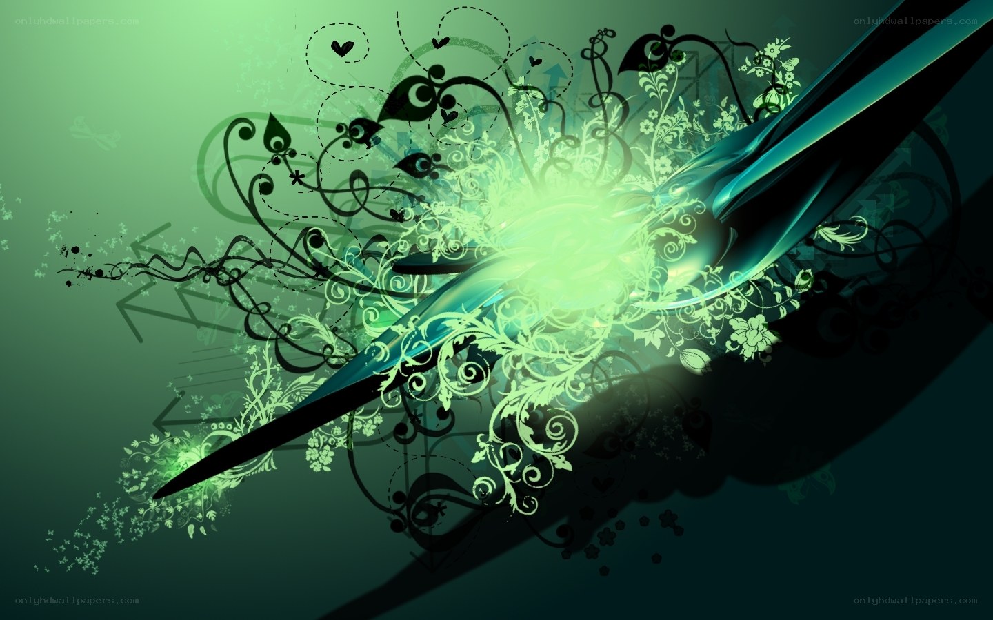 green abstract floral design