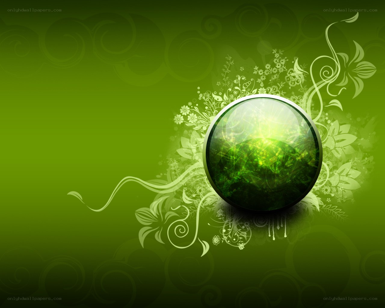 green abstract floral design
