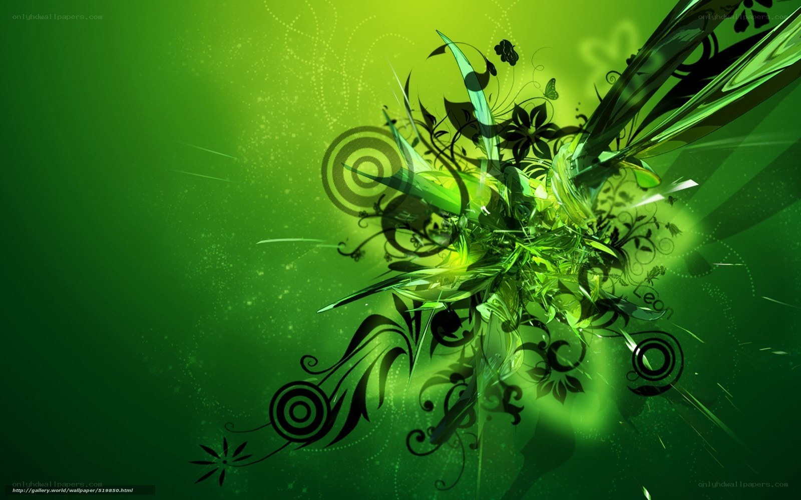 green abstract floral design