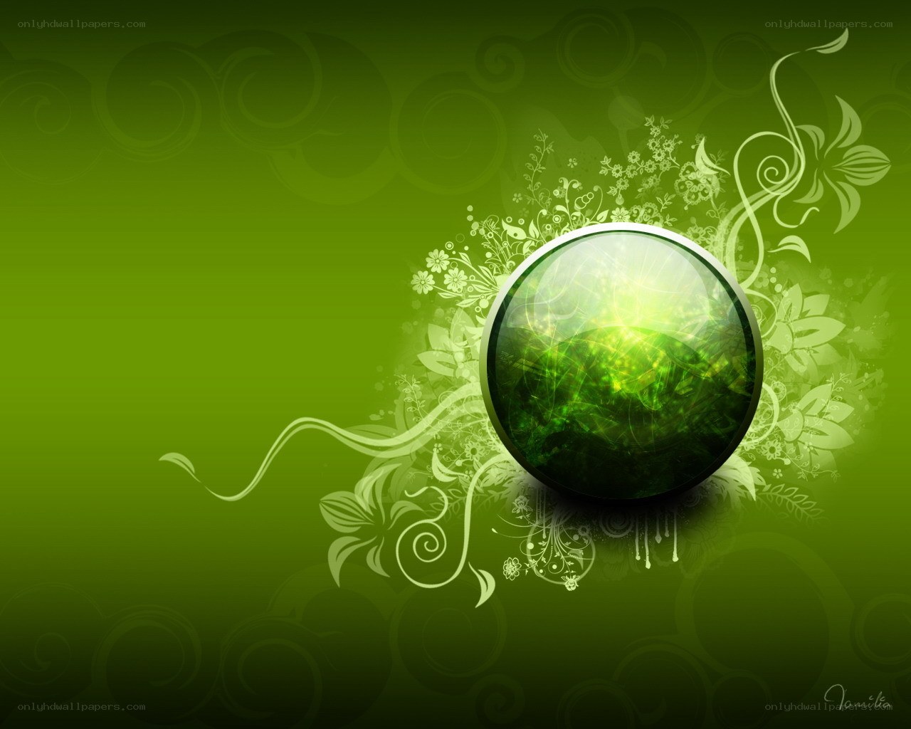 green abstract floral design