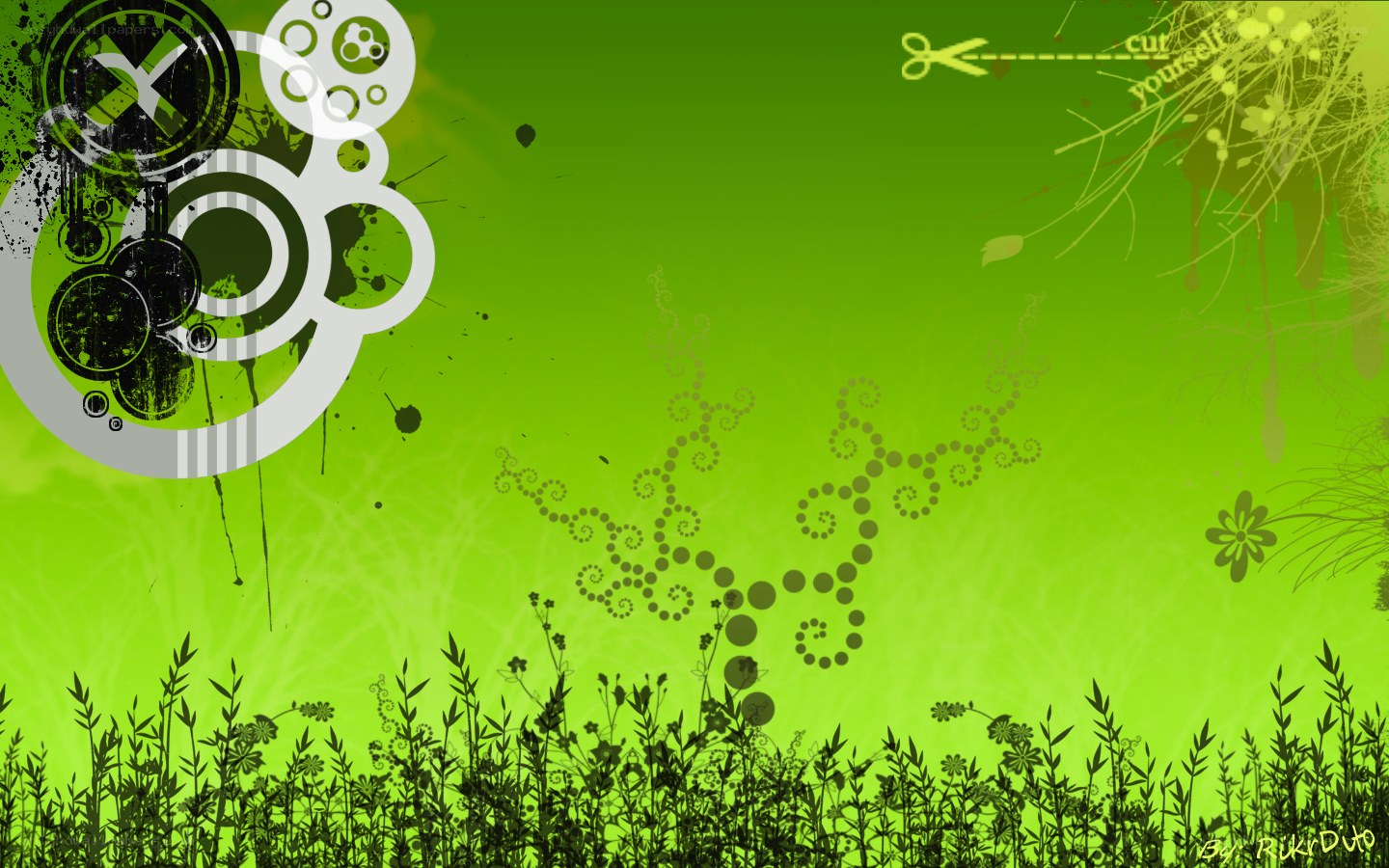 green abstract floral design