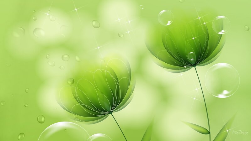 Green Abstract Flowers