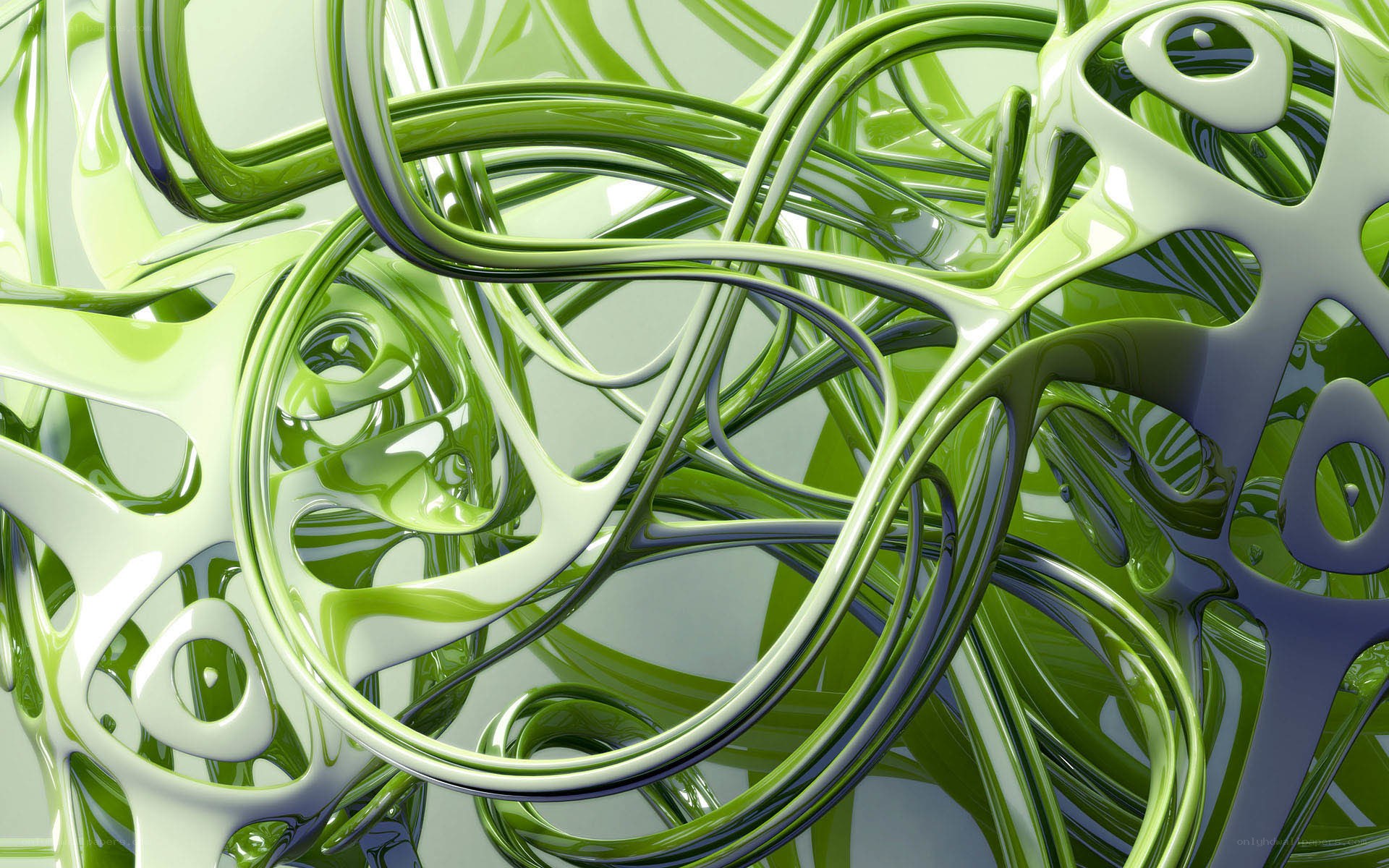 green abstract flowing lines