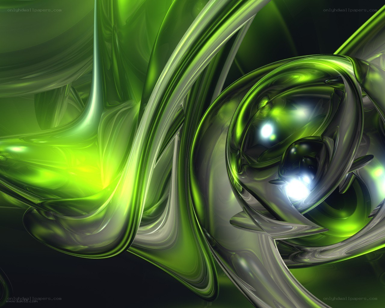 Green abstract fluid art