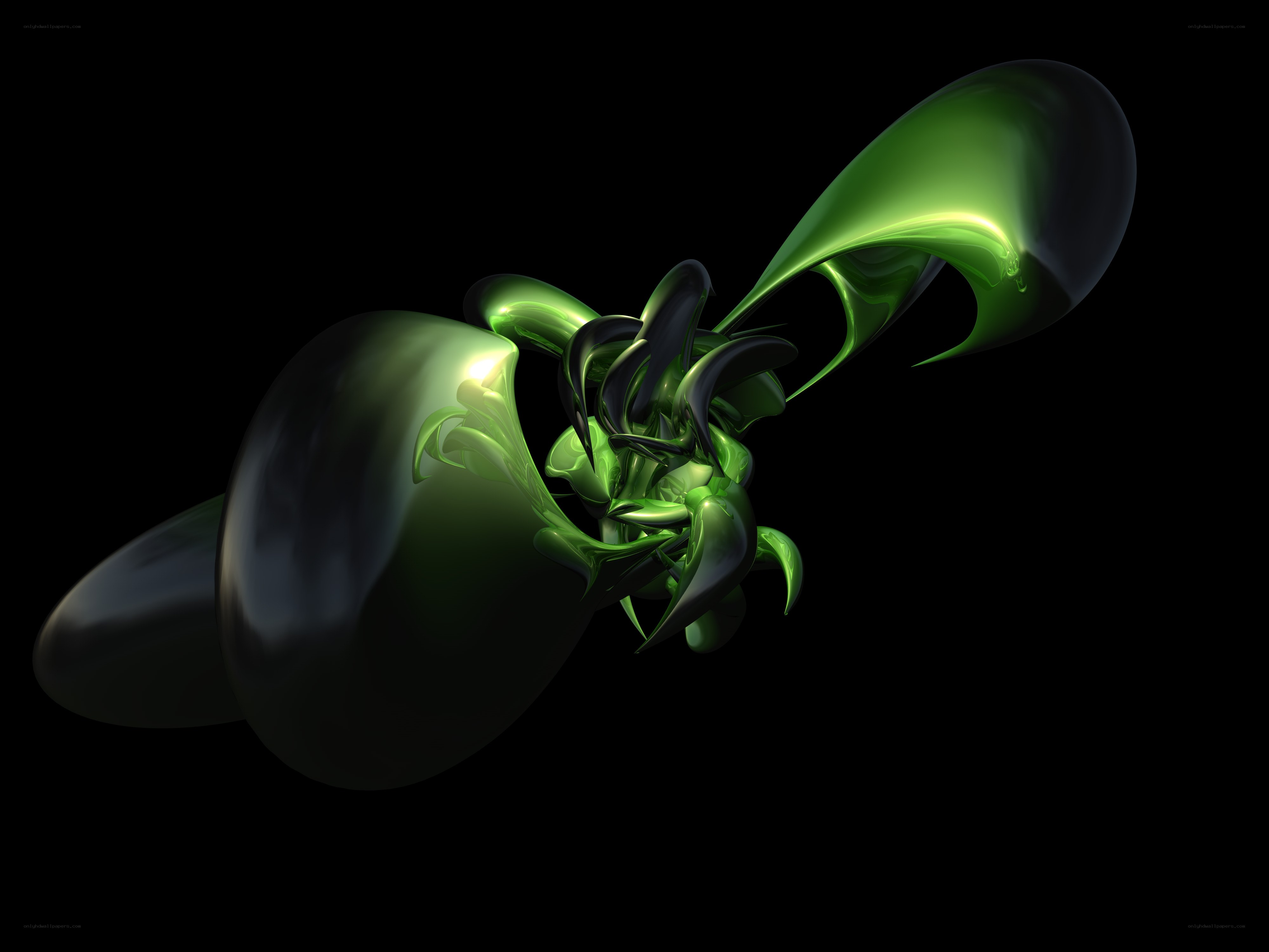 Green abstract fluid sculpture