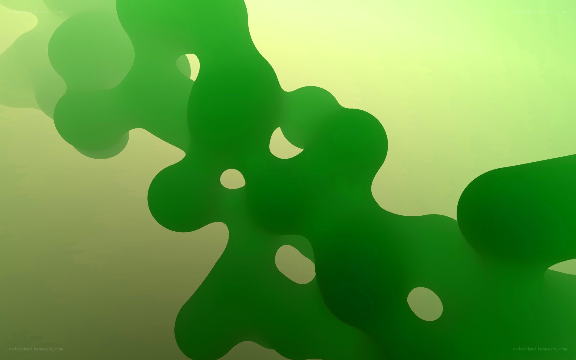 green abstract fluid shapes