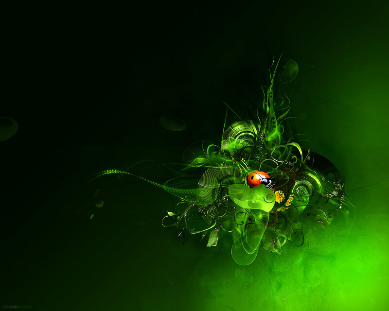 green abstract ladybug design