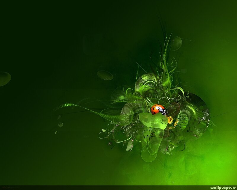green abstract ladybug design
