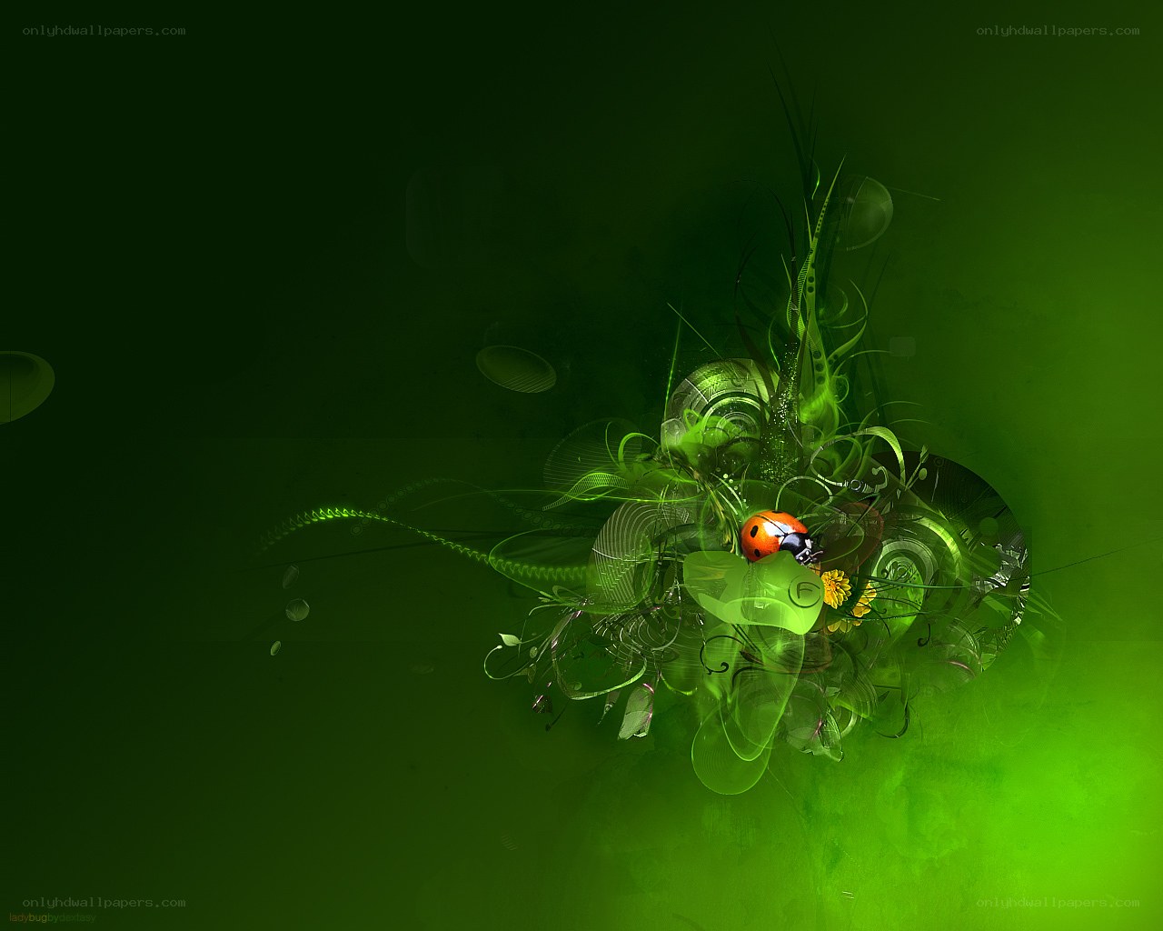 green abstract ladybug design