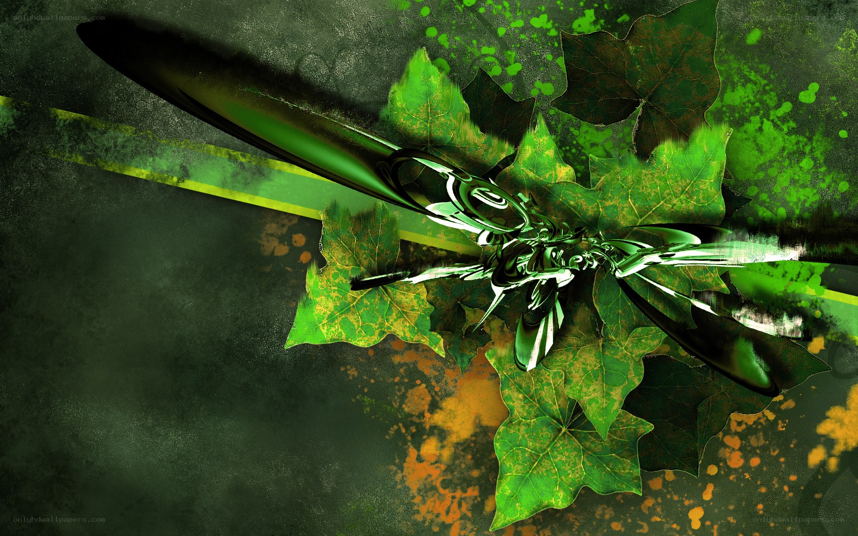 green abstract leaf design