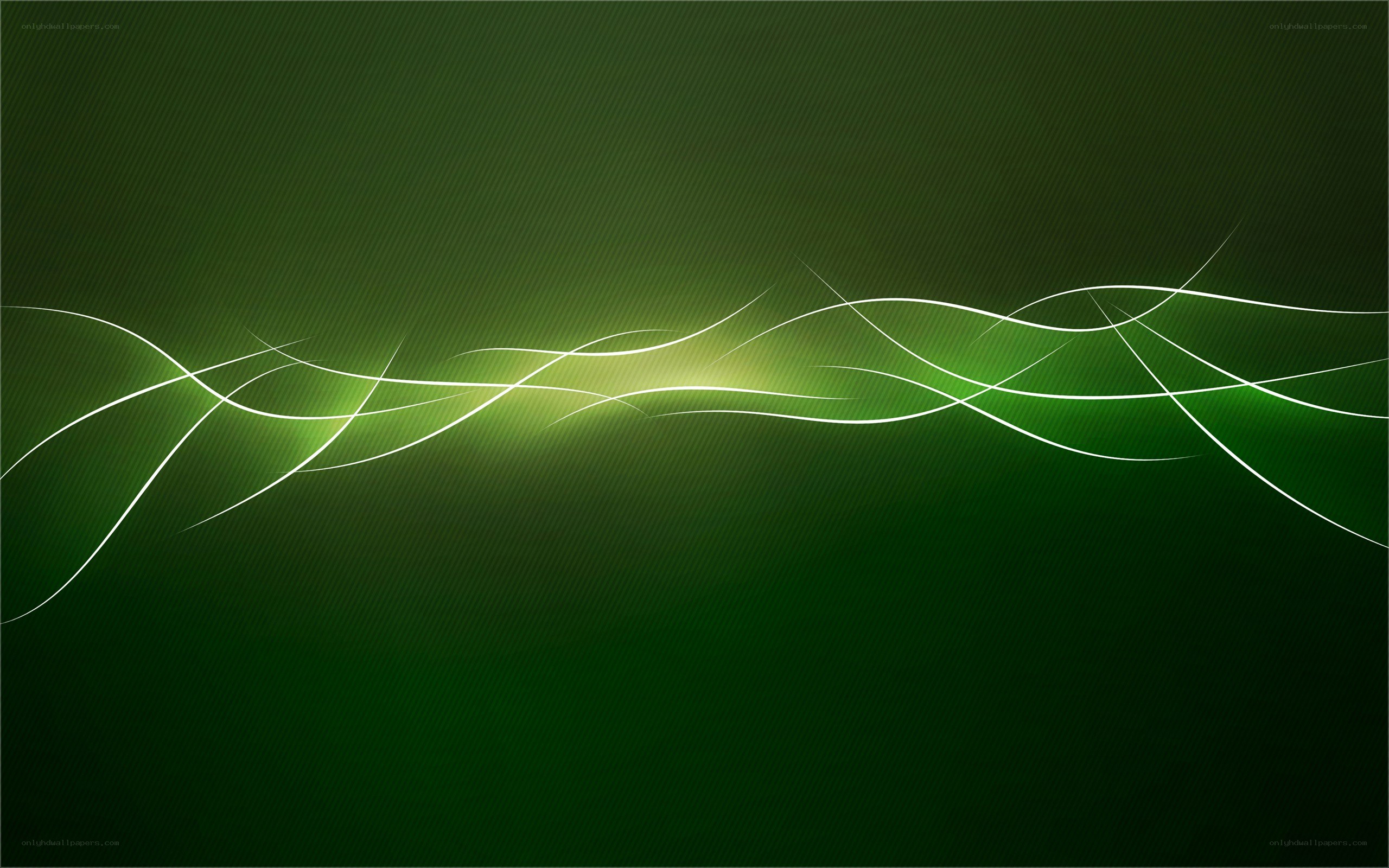 green abstract light waves