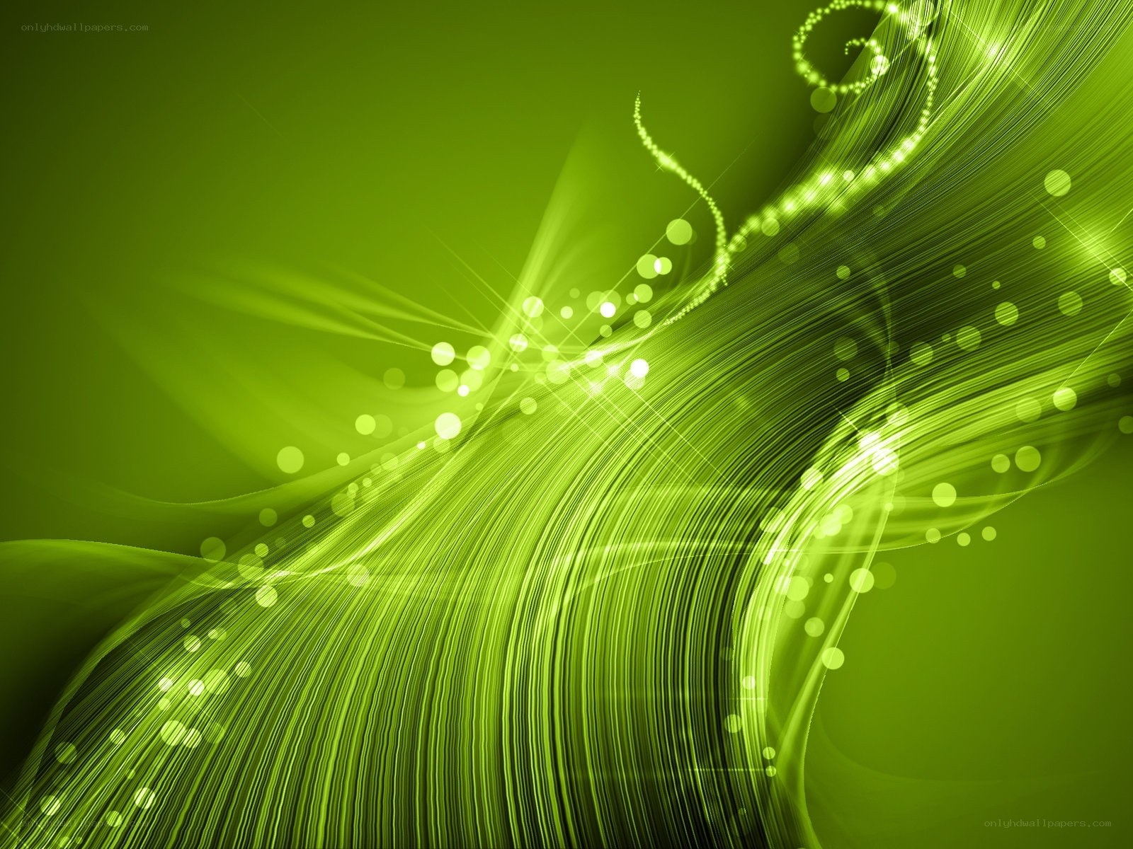 Green abstract light waves