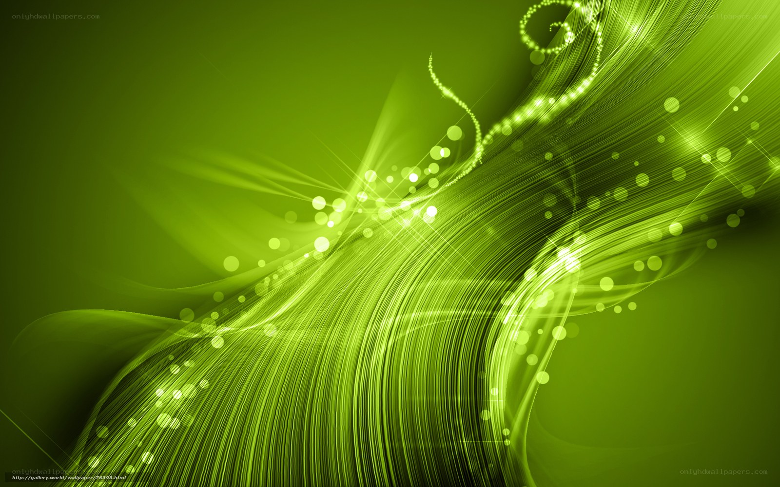 Green abstract light waves