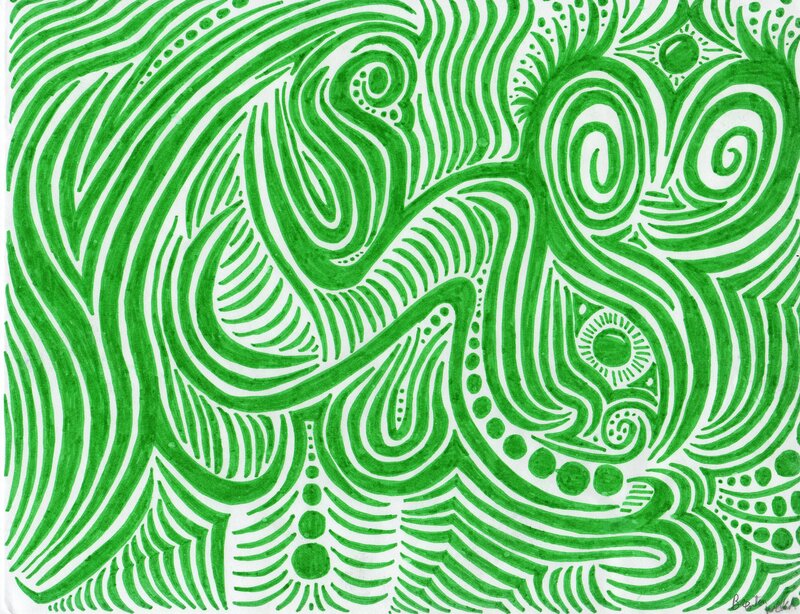 green abstract line art
