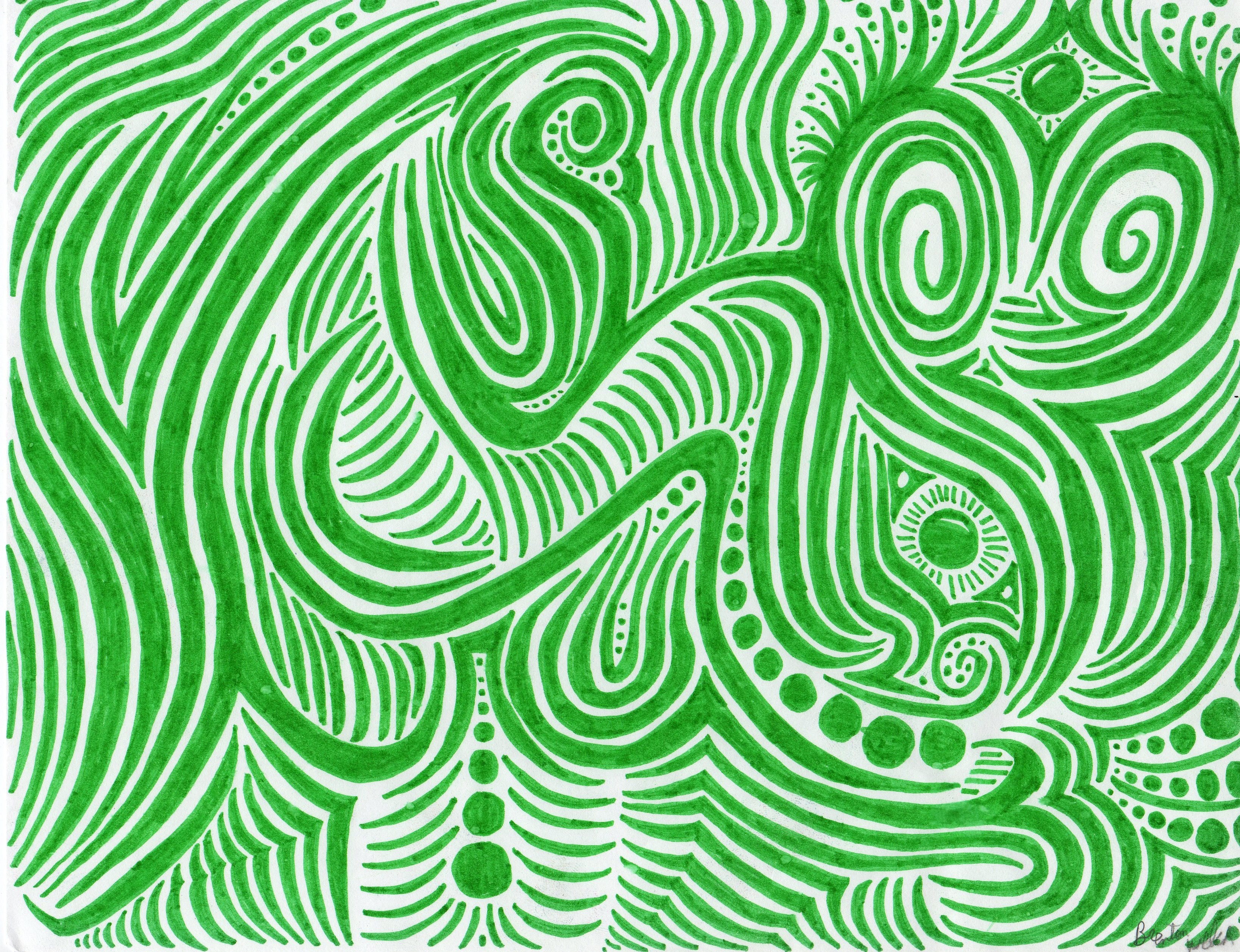 green abstract line art