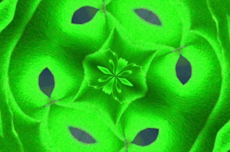 Green Abstract Pattern — Hypnotic, Leaf Shapes