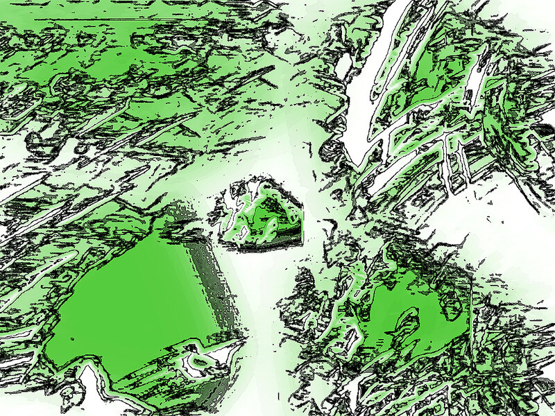 Green Abstract Shapes — Chaotic