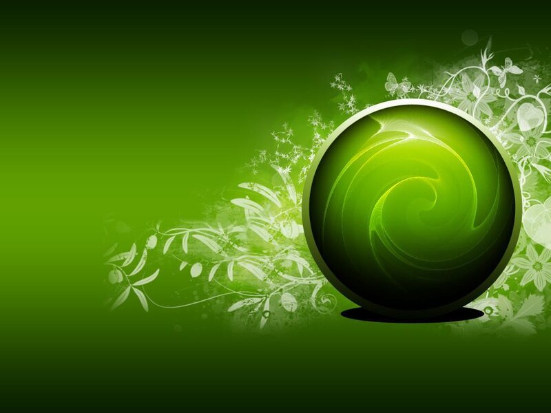 green abstract sphere with floral design
