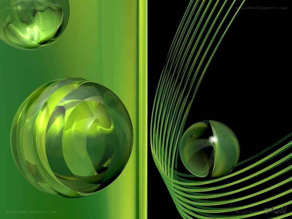 Green abstract spheres and lines