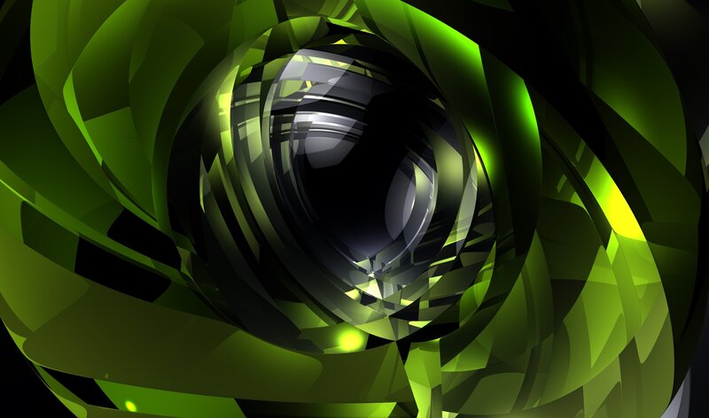 green abstract spiral design