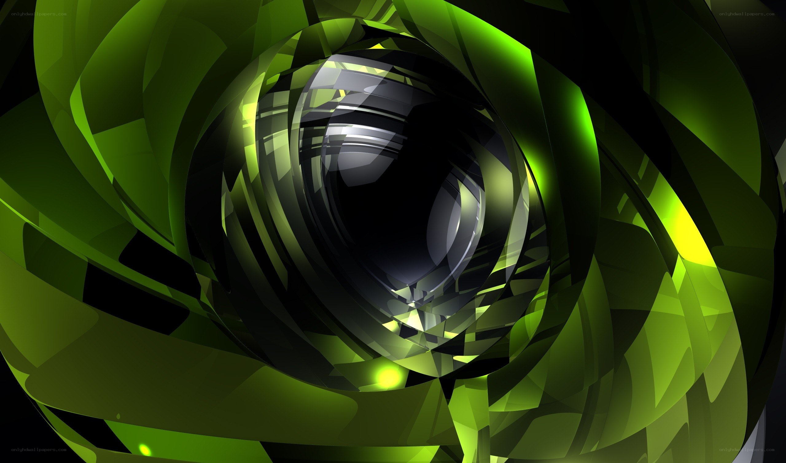 green abstract spiral design