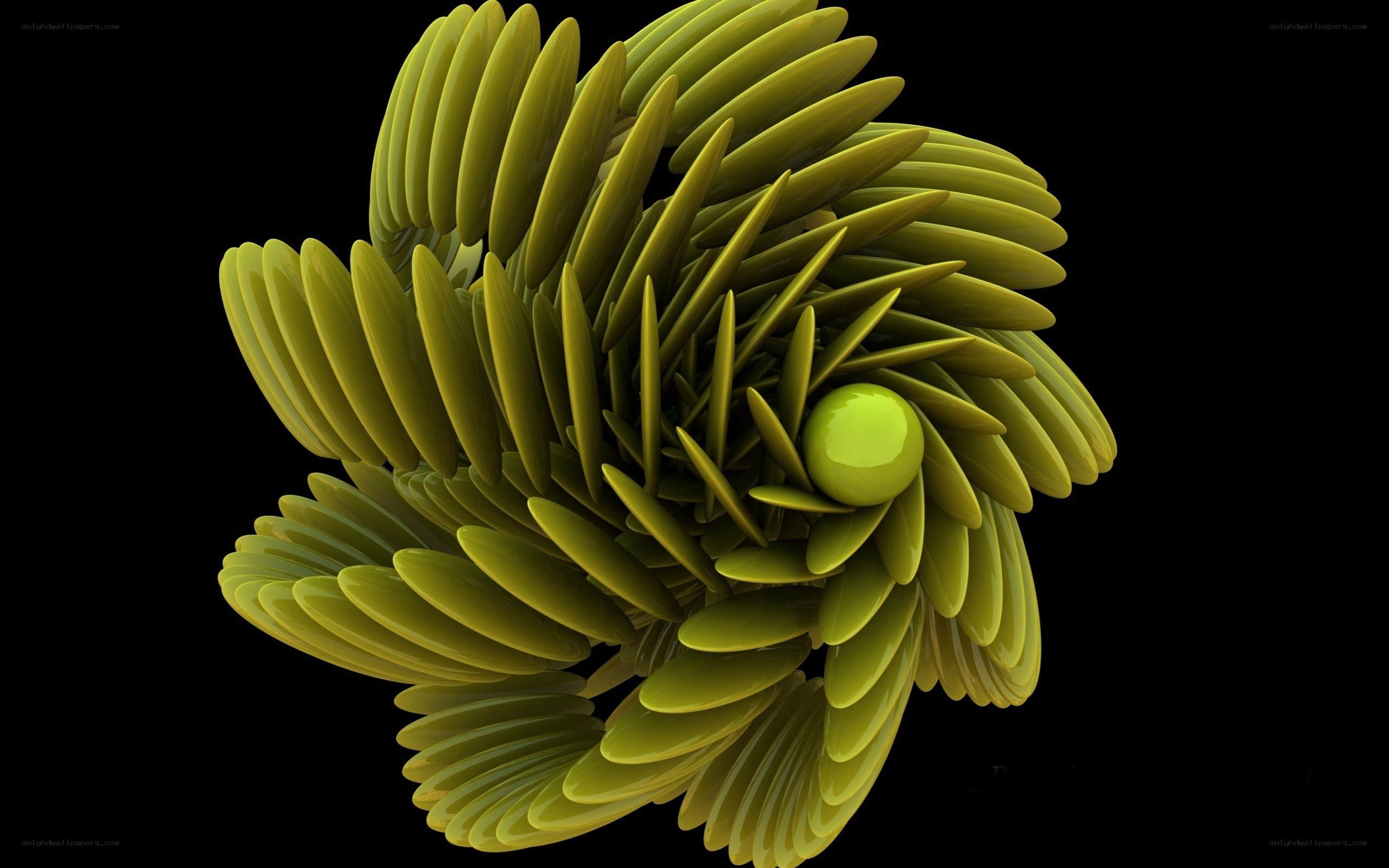 Green abstract spiral sculpture