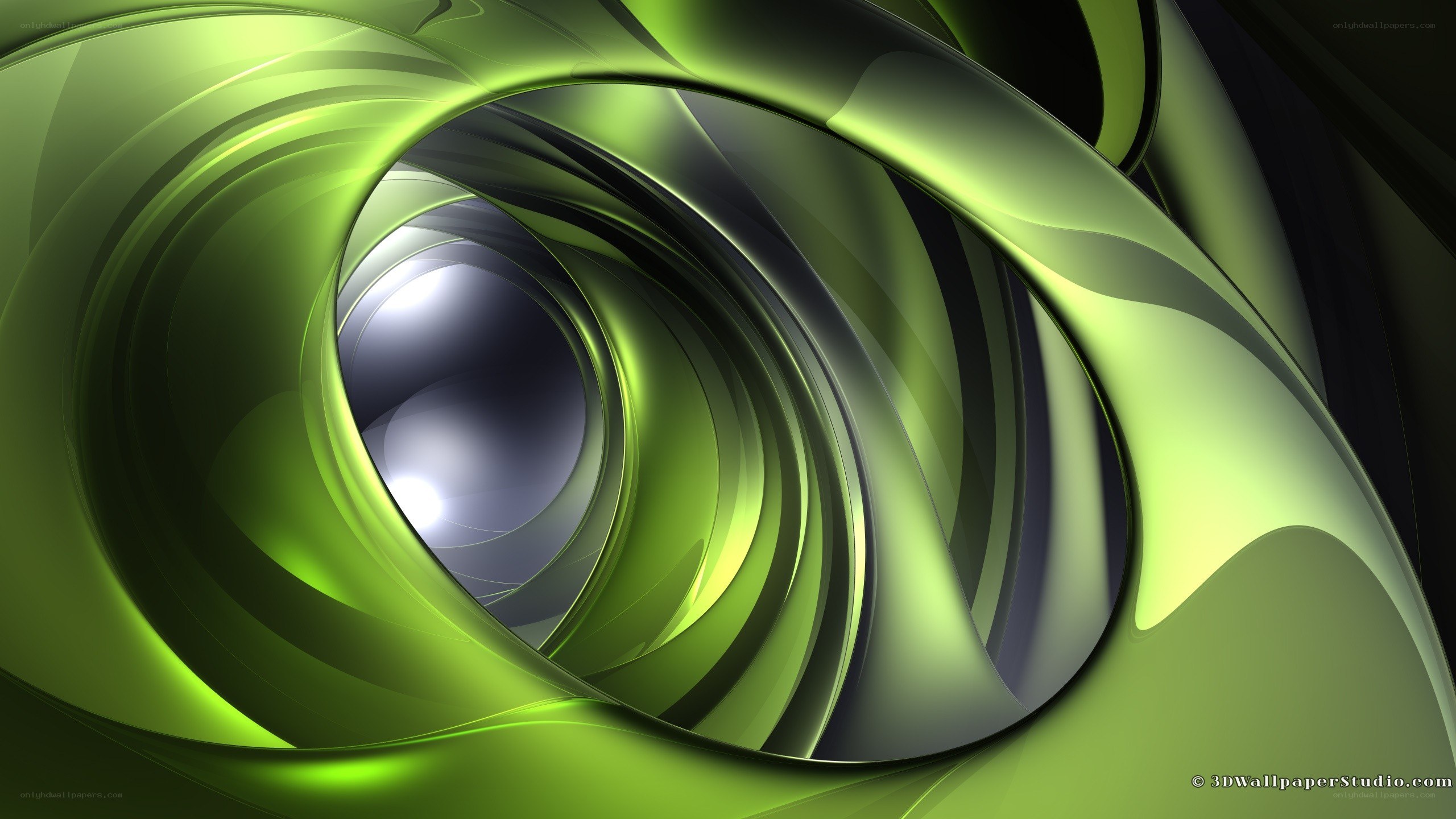 Green abstract spiral tunnel