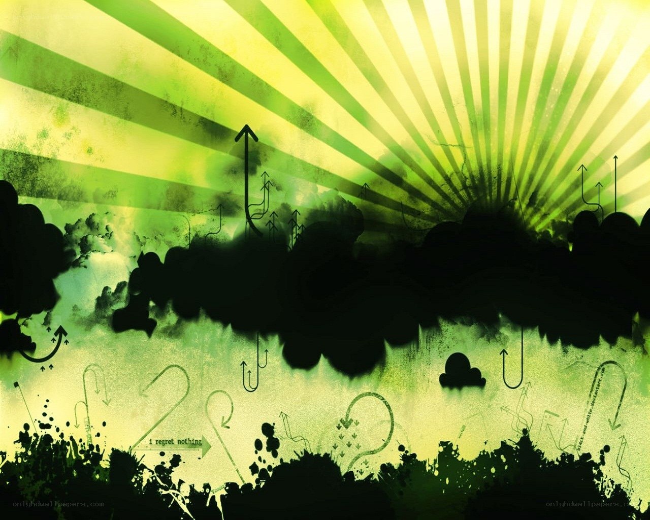 green abstract sunburst art