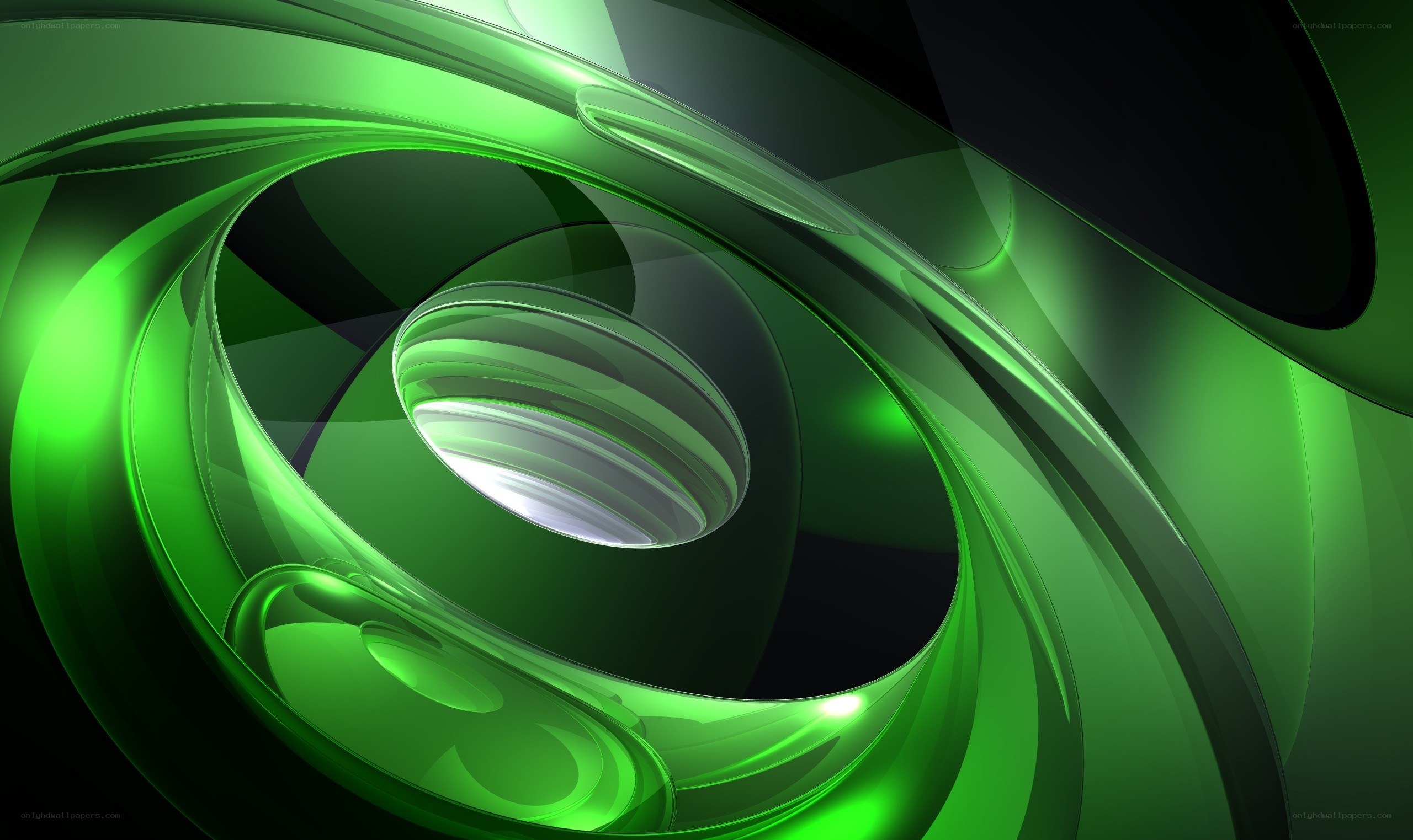 green abstract swirl design