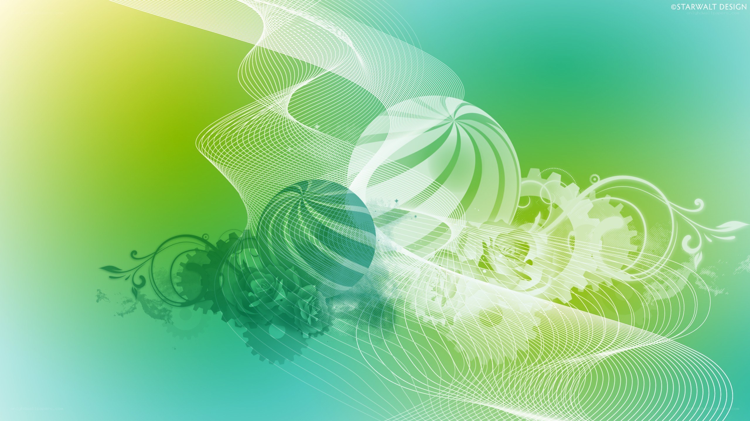 green abstract swirl design
