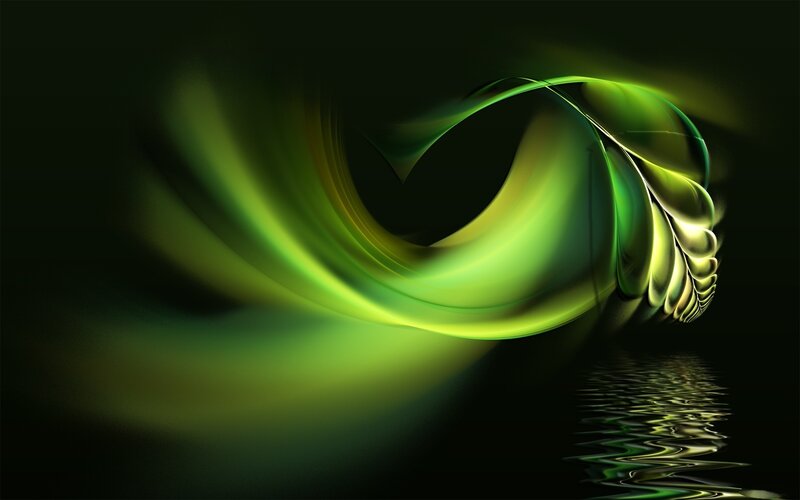 Green Abstract Swirl — Dramatic, Digital Art